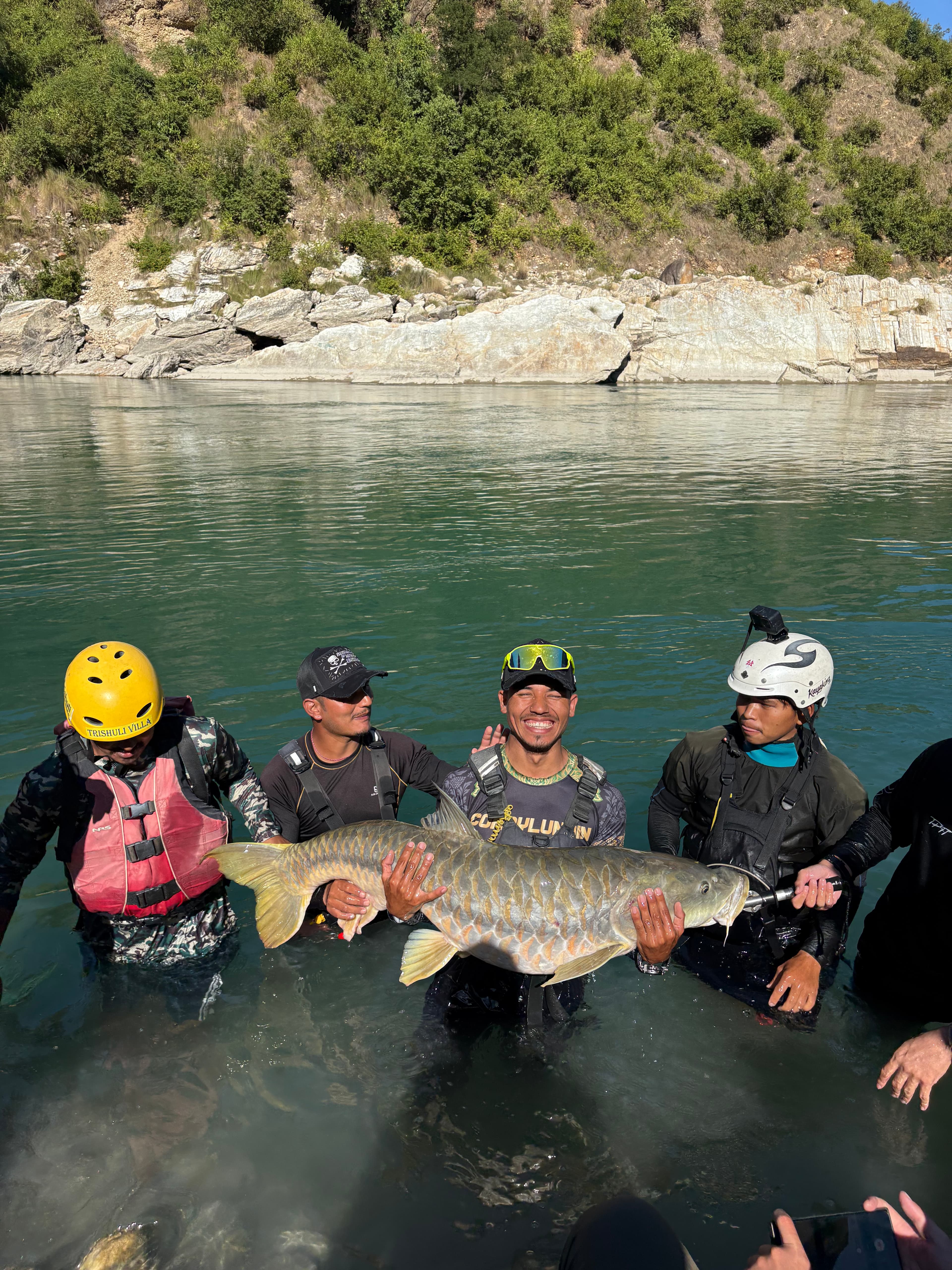 Clear water and fish detail from a Nepal fishing trip